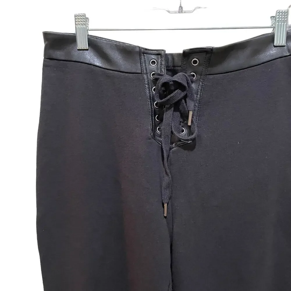 Romeo & Juliet Couture Lace Up Jogger Pants Black High Rise Women’s Size Large